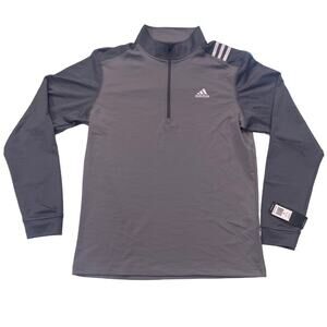Men’s Adidas 3 Stripe ¼ Zip Gray Golf Fleece Sweatshirt Size Medium New